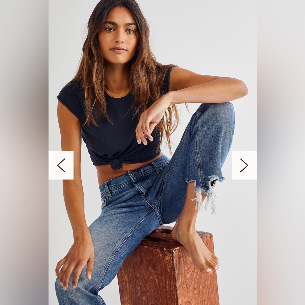 We The Free Button Fly Crop Flare Jeans